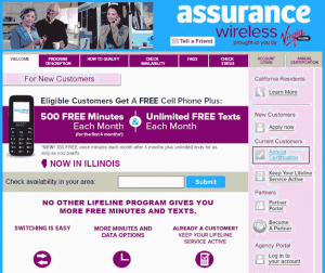 Assurance Wireless website screenshot